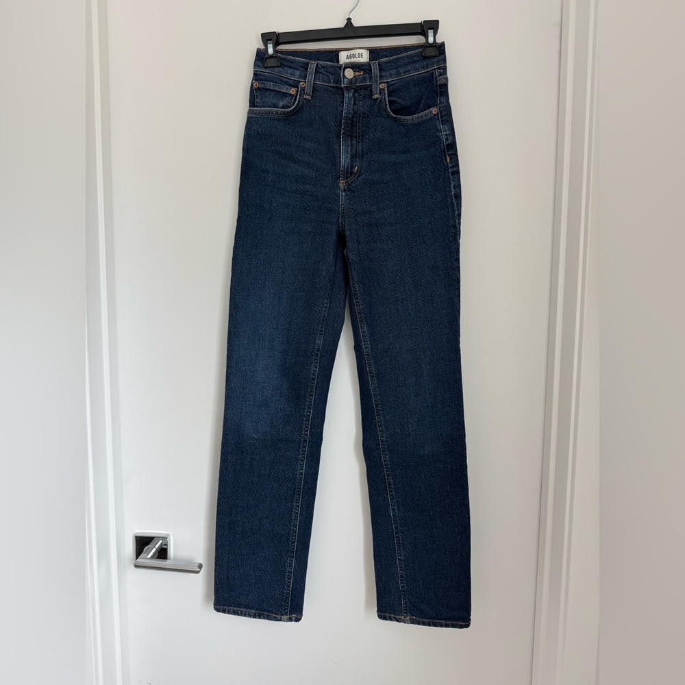 AGOLDE 24 High Rise Stovepipe Dark Wash Jeans Song - Picture 4 of 10